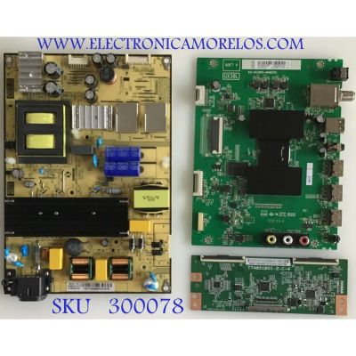 KIT DE TARJETAS PARA TV TCL / MAIN T8-43NA3R-MA1 / 40-UX3801-MAB2HG / FUENTE 81-PBE055-H9081-PBE055-H90 /SHG5804A-101H / T-CON 3429110044 / TT4851B01-2-C-4 / PANEL LVF490CS0T / MODELO 49S305 TFAA